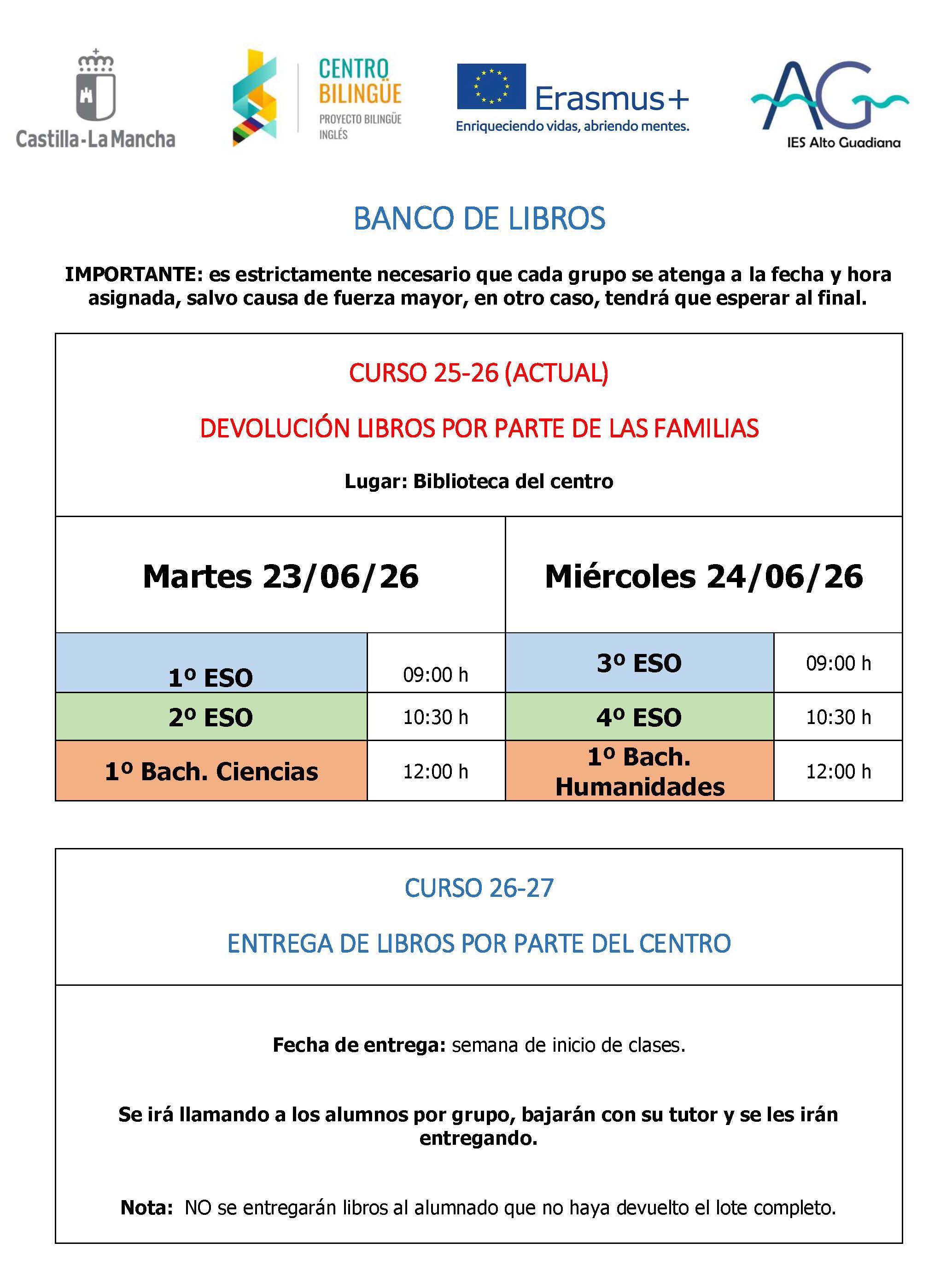 Banco de Libros para el curso 2025-2026