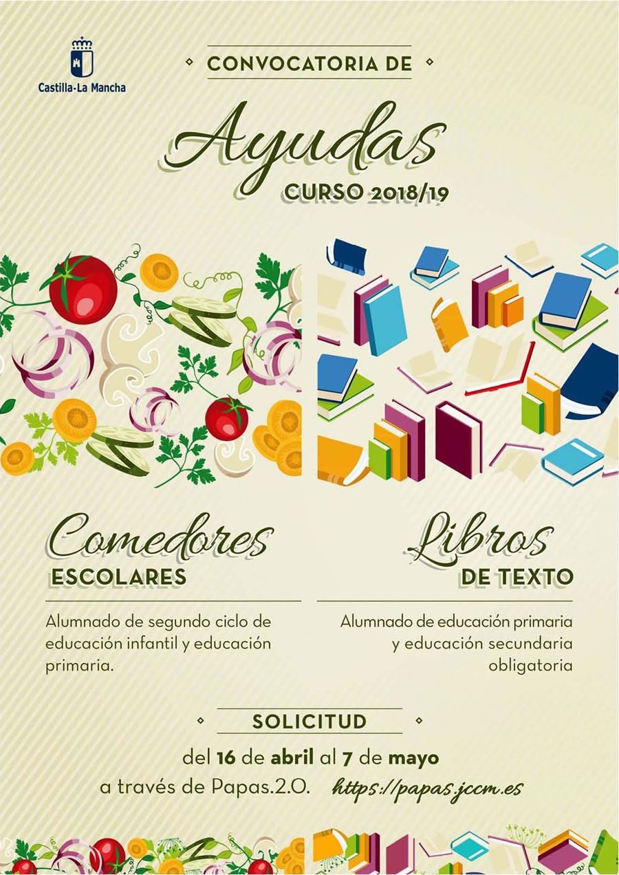 CONVOCATORIA DE AYUDAS - COMEDORES ESCOLARES Y LIBROS DE TEXTO ayuda libros comedor2018 19