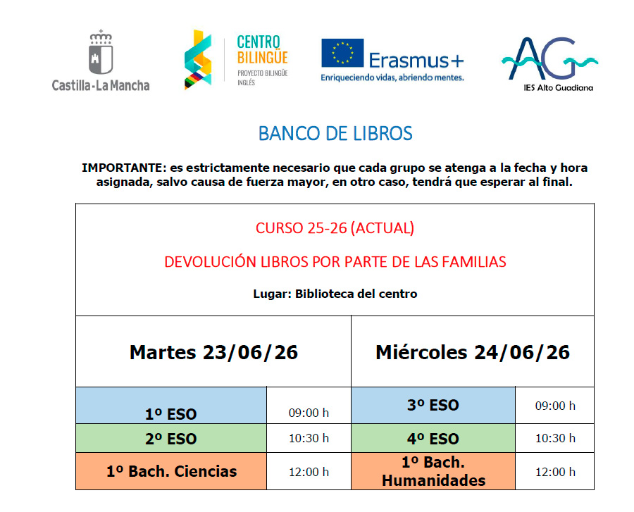 Banco de Libros para el curso 2025-2026